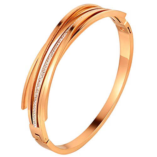 Flongo Damenarmband Freundschaftsarmbänder Damen Armband Frauen Armreif BFF Ketten mit gefassten Zirkonia Rose Gold Elegant für Frauen von Flongo