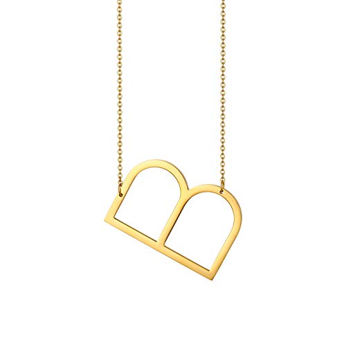 Flongo Damenkette Frauen Anhänger Kette Halskette aus Edelstahl Namen 26 Alphabete Buchstaben Anhänger in Gold Ton Elegant Buchstabe B Flongo Damenkette Frauen Anhänger Kette Halskette aus Edelstahl Namen 26 Alphabete Buchstaben Anhänger in Gold Ton Elegant Buchstabe B von Flongo