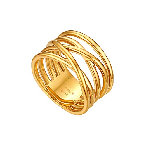 Flongo Damenring Frauen Ringe Ring BFF Midi-Ringe, Blogger Fingerknöchel Stapeln Ringe Gold mit Gekreuzt Design Größe 52 von Flongo