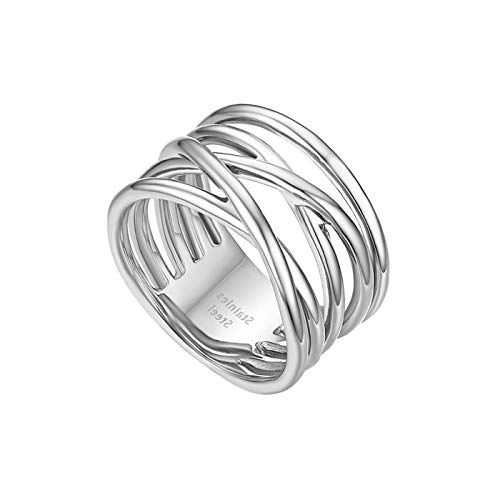 Flongo Damenring Frauen Ringe Ring BFF Midi-Ringe, Blogger Fingerknöchel Stapeln Ringe Silber mit Gekreuzt Design Größe 59 von Flongo