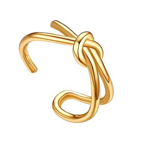 Flongo Damenring Frauen Ringe Ring BFF Midi-Ringe, offen Blogger Verstellbar Fingerknöchel Stapeln Ringe Gold mit Knoten Schleife Design von Flongo