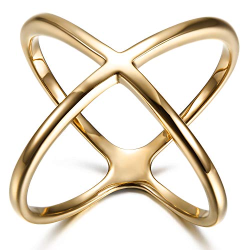 Flongo Damenring Frauen Ringe Ring BFF Ringe, Edelstahl Knuckle Fingerknöchel Stapeln Ringe Silber Gold Kreuz Infinity Unendlichkeit Zeichen Symbol Hochzeit Engagement Verlobungsringe von Flongo