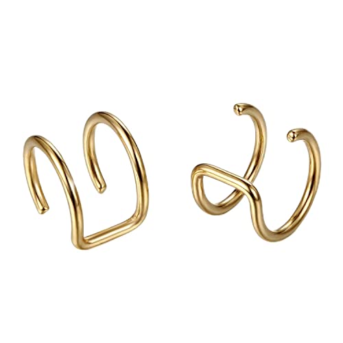 Flongo Ohrklemme ohne Loch Ohrringe Ohrstecker Ohrclip Fake Plug Fakeplugs Captive Ring Ohrpiercing Helix Cartilage Knorpel Piercing Gold Golden Herren, Damen von Flongo