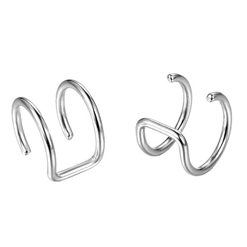 Flongo Ohrklemme ohne Loch Ohrringe Ohrstecker Ohrclip Fake Plug Fakeplugs Captive Ring Ohrpiercing Helix Cartilage Knorpel Piercing Silber Herren, Damen von Flongo