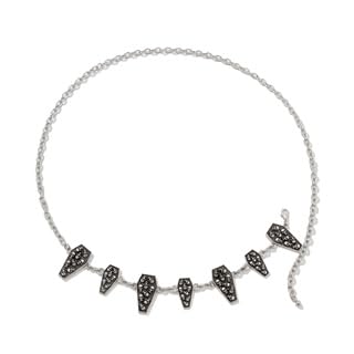 Flongo Geometrische Totenkopf Bauchkette für Damen: Halloween Körperkette - Verstellbarer Taillengürtel - Edelstahl Körperschmuck - Silber Hüftkette für Partys - Gothic Accessoire - 90cm von Flongo