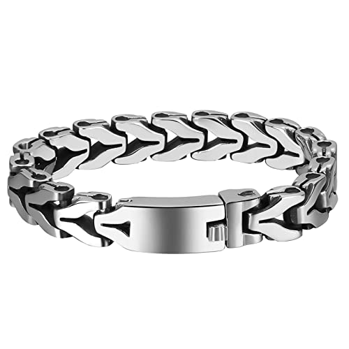 Flongo Herren Armband Edelstahl geflochtene Form Armband polierte Kette Minimalismus Geschäft Armkette für Männer und Frauen Schnalle von Flongo