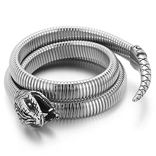 Flongo Herren Schlange Edelstahl Armband - Freie Anpassen Modisches Armkette für Junge Leute Mit Horror-Element - Einzigartiges Design von Flongo