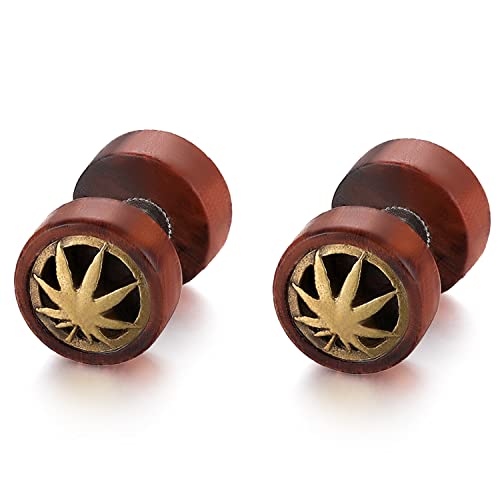 Flongo Herren Holz Ohrstecker 10mm mit Ahornblatt Gravur Knopf Damen Ohrringe Gestüt Stecker Pentagramm Fake Plug Tunnel Piercing Ohrschmuck für Männer Frauen Flongo Herren Holz Ohrstecker 10mm mit Ahornblatt Gravur Knopf Damen Ohrringe Gestüt Stecker Pentagramm Fake Plug Tunnel Piercing Ohrschmuck für Männer Frauen von Flongo