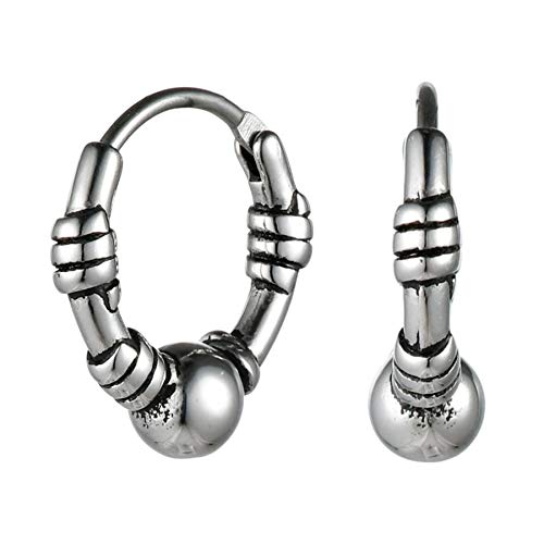 Flongo Herren-Ohrringe Damen-Ohrstecker Creolen Ohrstecker Klapp-Creolen Reifen Huggie Fakeplugs Tunnel Silber für Männer Frauen Accessoires von Flongo