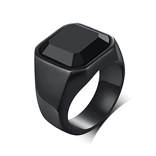 Flongo Herren Ring, Männer Bandring Siegelring Daumenring Schwarz Ton Hochzeit Verlobung Engagement Bequemlichkeit Passen Herren-Accessoires Größe 54 von Flongo