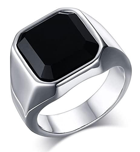 Flongo Herren Ring, Männer Bandring Siegelring Daumenring Silber Ton Hochzeit Verlobung Engagement Bequemlichkeit Passen Herren-Accessoires Größe 59 von Flongo