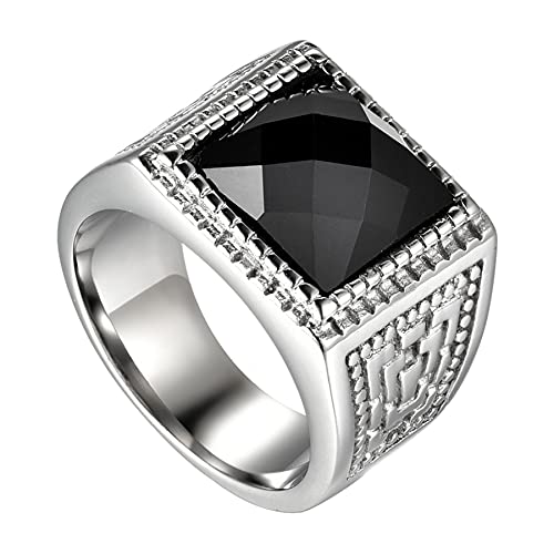 Flongo Herren Ring, Männer Bandring Siegelring Daumenring Silber Ton Hochzeit Verlobung Engagement Bequemlichkeit Passen Herren-Accessoires Größe 67 von Flongo