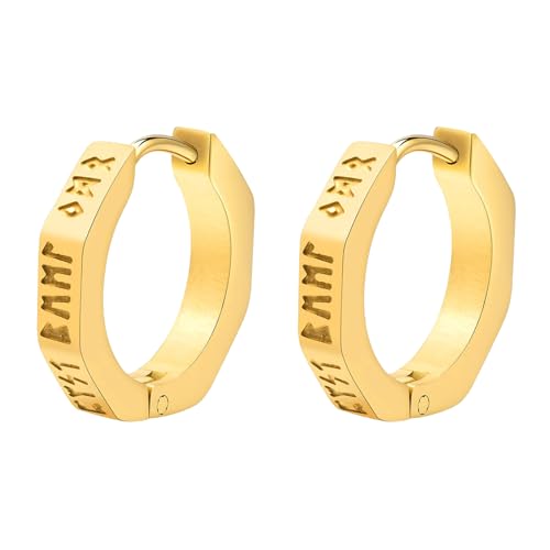Flongo Herren Wikinger Creolen Ohrringe: gold Ohrstecker Edelstahl Norwegische Viking Runen punk Amulett Geometrische earrings Schmuck Geschenk für Männer Damen Frauen Flongo Herren Wikinger Creolen Ohrringe: gold Ohrstecker Edelstahl Norwegische Viking Runen punk Amulett Geometrische earrings Schmuck Geschenk für Männer Damen Frauen von Flongo