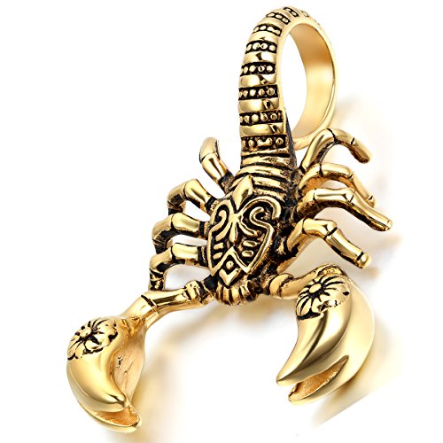 Flongo Herrenkette Männer Anhänger, Groß Schwer Edelstahl Anhänger Halskette Gold Schwarz Skorpion König Ritter Knight Fleur De Lis Kruzifix Kreuz Biker Herren-Accessoires Flongo Herrenkette Männer Anhänger, Groß Schwer Edelstahl Anhänger Halskette Gold Schwarz Skorpion König Ritter Knight Fleur De Lis Kruzifix Kreuz Biker Herren-Accessoires von Flongo