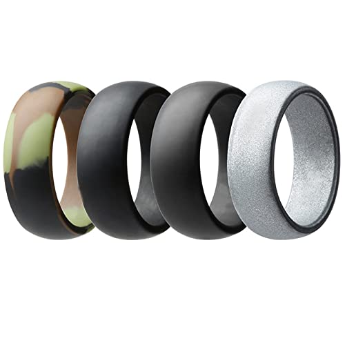 Flongo Herrenring Männer Silikon Ringe Siegelring Bandring Daumenring 4 Stück Set, Gummibänder Verlobung Engagement Verlobungsringe Hochzeit Siegel Ring Herren-Accessoires von Flongo