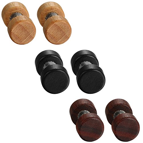 Flongo Holz Ohrstecker 6 Stück 8mm Edelstahl Gestüt Stecker Ohrringe Braun Schwarz Fake Plug Tunnel Piercing Ohrschmuck Herren Damen Set Flongo Holz Ohrstecker 6 Stück 8mm Edelstahl Gestüt Stecker Ohrringe Braun Schwarz Fake Plug Tunnel Piercing Ohrschmuck Herren Damen Set von Flongo