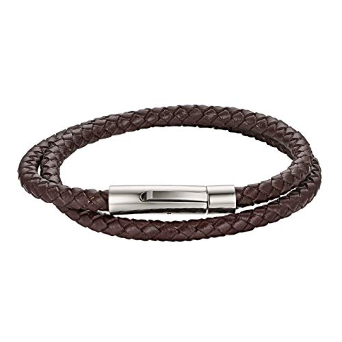 Flongo Lederarmband Partnerarmbänder Freundschaftsarmbänder Leder Armband Armreif Geflochten Kordelkette Schwarz Braun Weiß Kaffebraun Blau Rot von Flongo