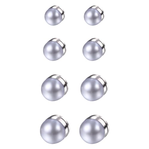 Flongo Magnet Perlen Ohrringe für Damen：4 Paare fake plug Ohne Ohrlöcher Ohrklemme Magnetische Perlenohrringe Edelstahl Ohrclips kein Piercing Weiß Rund Perle Ohrclips 6-10mm Schmuck Geschenk Silber von Flongo