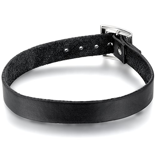 Flongo Metalllegierung Legierung Echtleder Halskette Halsband Schwarz Silber Lolita Choker Einstellbar Verstellbaren Punk Rock Herren,Damen von Flongo