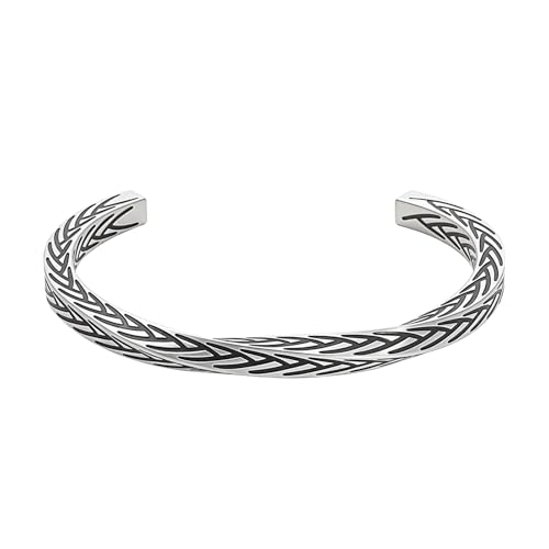 Flongo Möbius Ring Armband für Damen: Vintage Silber Wikinger Armreif - Edelstahl Manschette mit Twist-Design - Unendlichkeitssymbol Armspange - Nordischer Schmuck für Männer und Frauen von Flongo