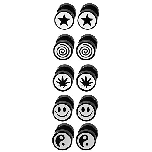 Flongo 5 Paare Herren Ohrstecker Edelstahl Illusion Herren Ohrringe Gestüt Stecker Fake Tunnel verjüngt Cheater Faux Fake Emoticon Ohrstecker Schwarz Charm Charme männer frauen Ohrschmuck Schwarz Flongo 5 Paare Herren Ohrstecker Edelstahl Illusion Herren Ohrringe Gestüt Stecker Fake Tunnel verjüngt Cheater Faux Fake Emoticon Ohrstecker Schwarz Charm Charme männer frauen Ohrschmuck Schwarz von Flongo