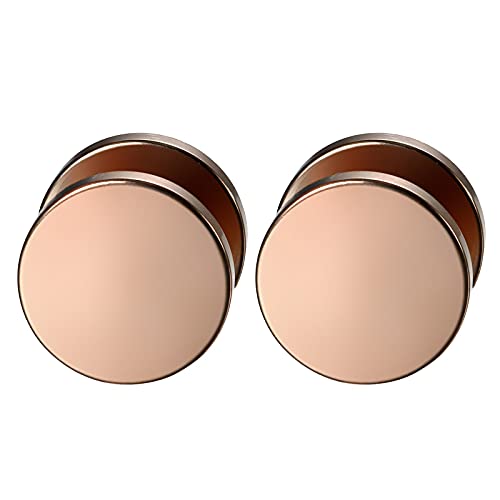 Flongo Männer Ohrstecker Knopf Frauen Ohrringe, 3-14mm Gestüt Stecker Flach Ohrringe Ohrstecker Ohrhänger Rose Gold Taper Fake Plug Tunnel Piercing Herren,Damen von Flongo