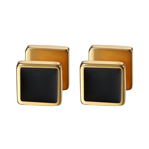 Flongo Ohrstecker, Edelstahl Gestüt Stecker Ohrringe Ohrstecker Tunnel Illusion verjüngt Cheater Faux Fake Quadrat Rechteck Ohrstecker Gold Charm Charme Herren, Damen Ohrschmuck von Flongo