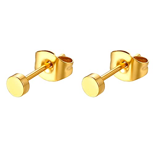 Flongo Ohrringe Herren Ohrstecker Damen: fake plug faux gauges fakeplugs gold vergoldet tunnel Edelstahl Stud piercings Cheater Gestüt Ohr Stecker earrings plugs für Frauen Männer 3mm von Flongo