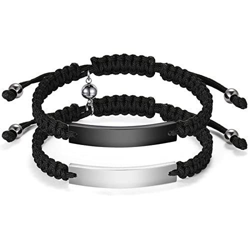 Flongo Pärchen Armband Partnerarmbänder Freundschaftsarmbänder BFF Ketten für 2 kostenlose Personalisierte Wunschgravur für Männer Frauen Geschenkideen von Flongo