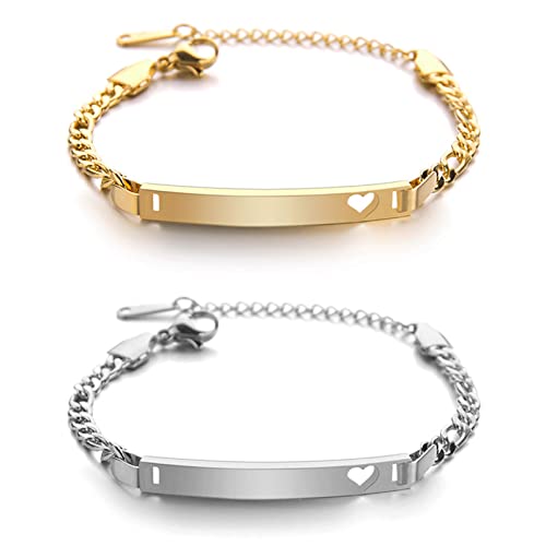 Flongo Partnerarmbänder Freundschaftsarmbänder BFF Ketten für 2 Damen Herren Armband Armreif Armkette kostenlose Personalisierte Wunschgravur von Flongo