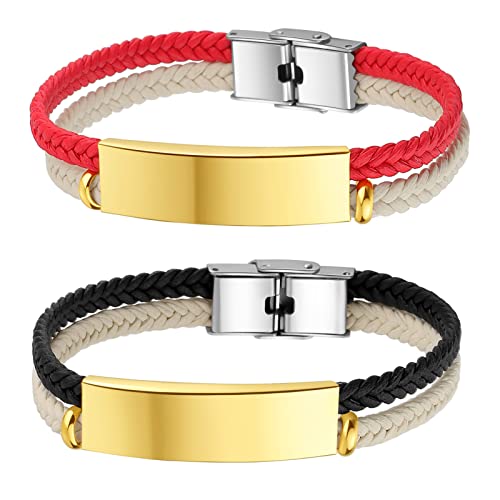 Flongo Partnerarmbänder Freundschaftsarmbänder BFF Ketten für 2 Damen Herren Armband Armreif Armkette kostenlose Personalisierte Wunschgravur von Flongo