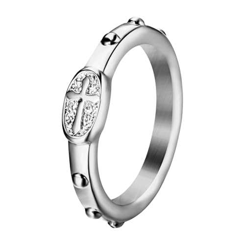 Flongo Silber Kreuz Ring für Damen: Glaube Ring - Christlicher Schmuck - Religiöses Geschenk für Frauen - Schlichter Fingerring mit Kreuz Symbol - Größe 6 von Flongo