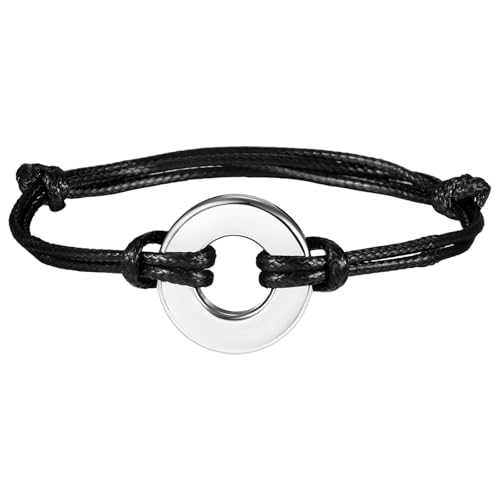 Flongo Urnen Silber Armband für Asche: Lebenskreis Asche Aufbewahrung Armreif mit verstellbarem Geflecht - Erinnerungsschmuck für verstorbene Angehörige oder Haustiere Geschenk für Beerdigung von Flongo