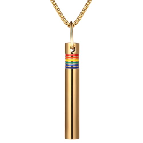 Flongo rauchentwöhnung kette halskette rauchfrei: Regenbogen LBGT pride atmungshalskette gold rauchen aufhören achtsame atemhalskette quit smoking höki atmungskette gegen angst anti Stress Geschenk von Flongo