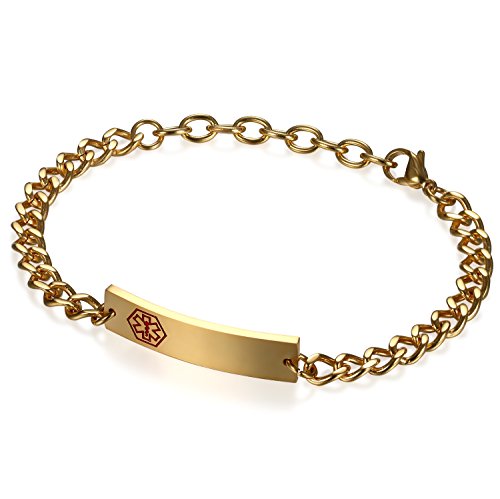 SOS Armband Armreif Armkette Medical Alert ID Notfall Chirurgische Medizinische Marke Kostenlose Personalisierte Gravur für Männer Frauen von Flongo