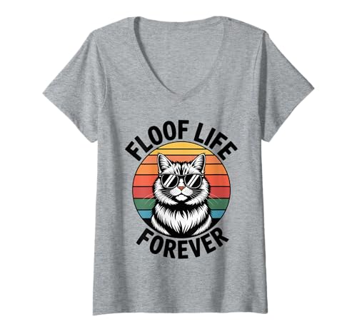 Damen Floof Life Katze Männer Frauen Kinder Geschenk T-Shirt mit V-Ausschnitt Damen Floof Life Katze Männer Frauen Kinder Geschenk T-Shirt mit V-Ausschnitt von Floof Life Forever