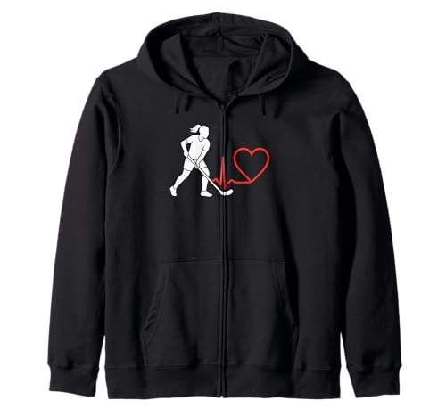 Floorball Heartbeat Mädchen Frauen Spieler Trainer Kapuzenjacke von Floorball Heartbeat Pulse Line Girls Women Gift