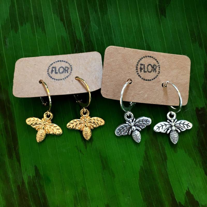 Just Bee Creolen Kleine Ohrringe Mit Bienenanhängern von FlorAccessoires