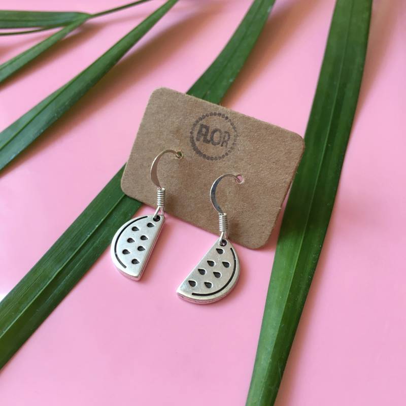 Wassermelonen-Ohrringe Ohrringe Mit Silberfarbenen Wassermelonenscheiben von FlorAccessoires