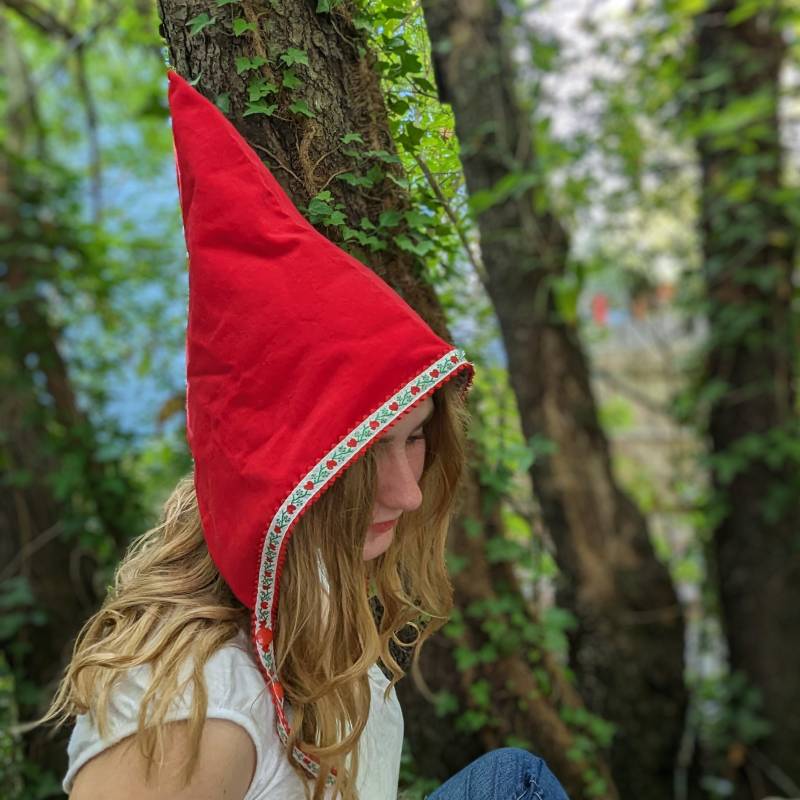 Gnom Pixie Hut Kostüm, Fairycore Rot Gartenzwerg Cosplay Kleinkind Mädchen Elf Wirt, Hood Cone, Woodland Alter 6 M - Erwachsene von FloraAndFaunaKids