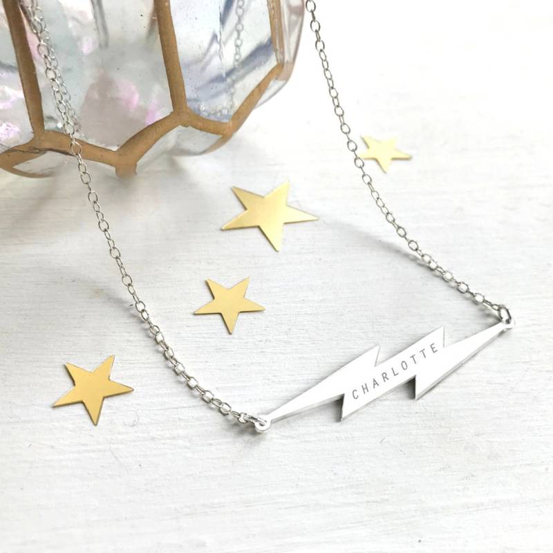 Personalisierte Blitz Halskette Aus 925 Silber von FloraDoraJewellery