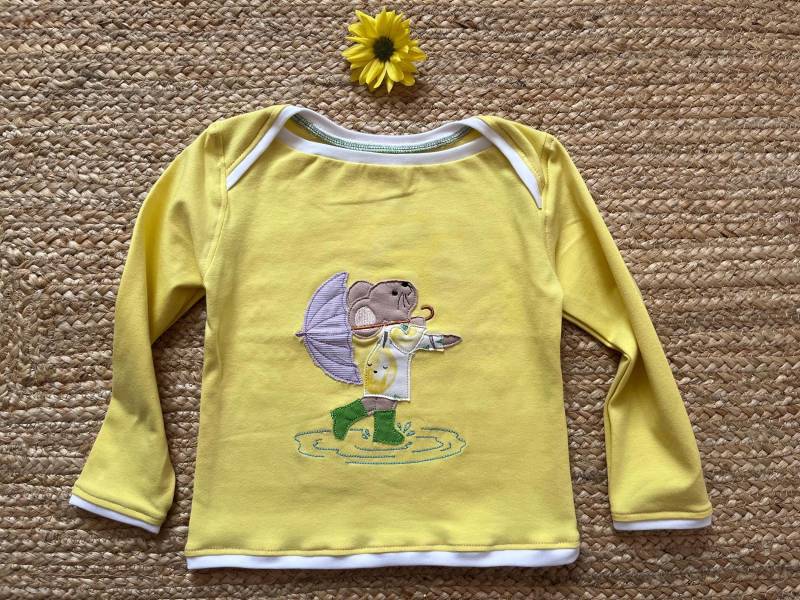 Handgemachtes Kinder-Shirt | Größe 86 Von Flora Fingerhut - Maus Mit Schirm Applikation von FloraFingerhut