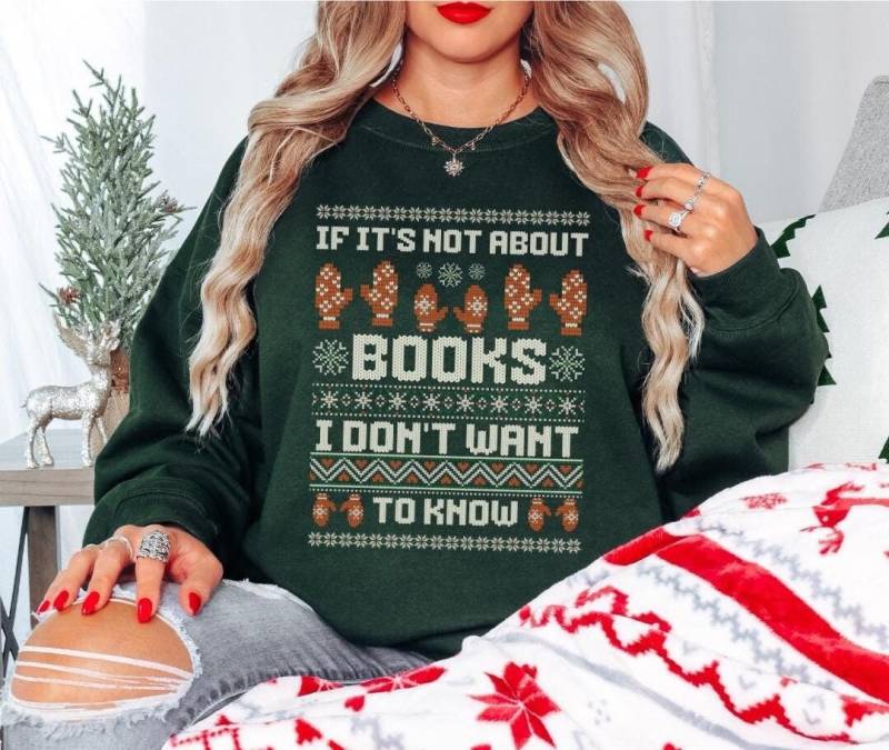 Gemütlich Hässlicher Weihnachtspulli Buchnerd, Feiertag Sweater Buchliebhaber Geschenk, Winter Lesen Pullover Buchig Weihnachtsmorgen Outfit von FloraHappiness