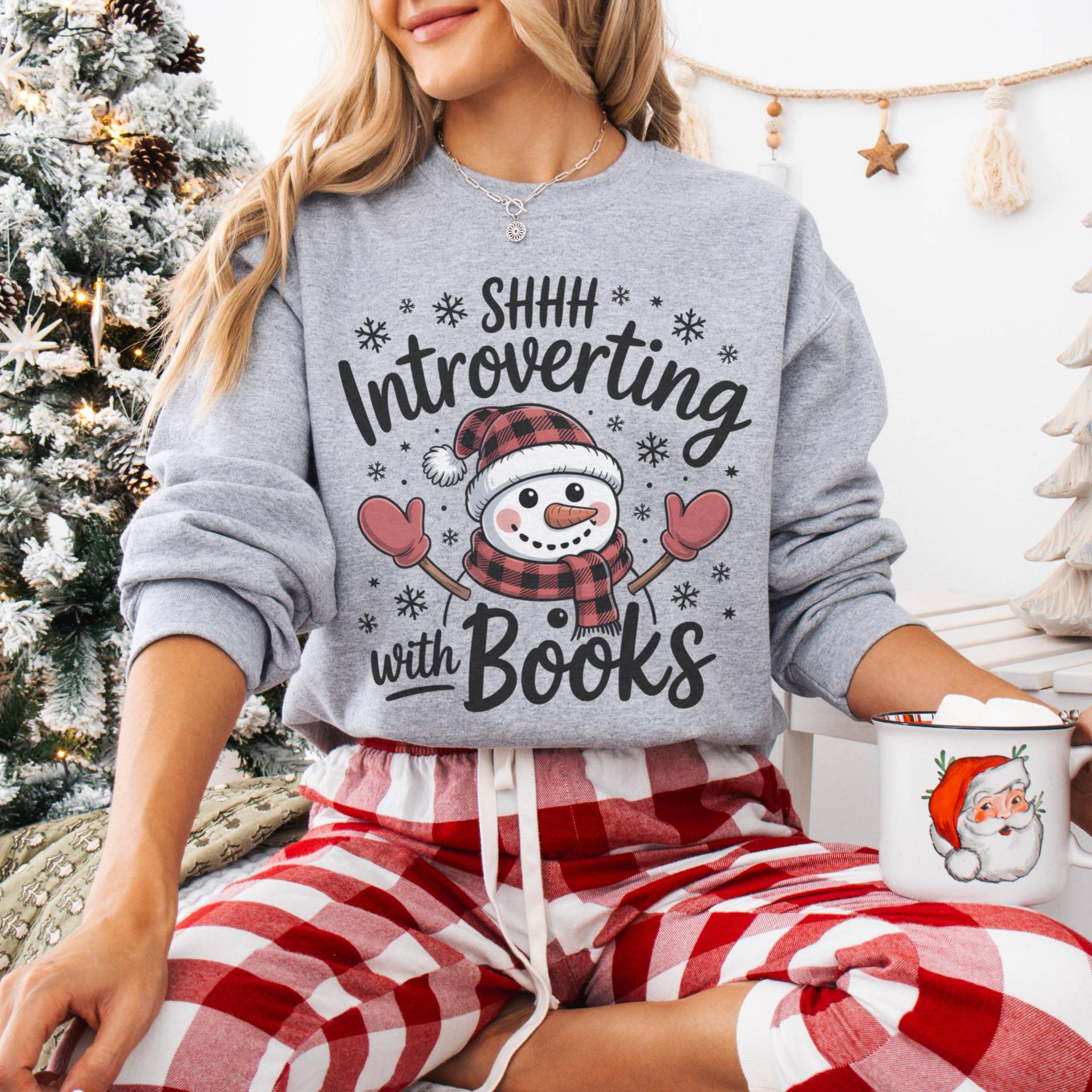 Lustiges Bücherwurm Weihnachtsslogan Sweatshirt, Süßes Schneemann Lese Pullover, Gemütliches Buch-Liebhaber Geschenk, Lustiger Weihnachts von FloraHappiness