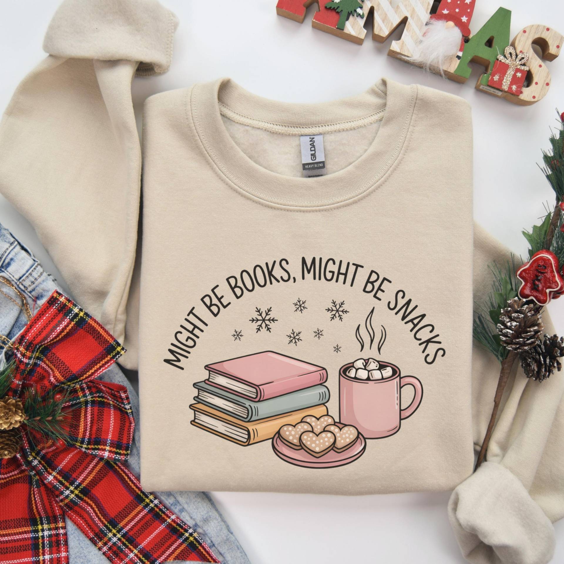 Süßes Pastell Weihnachten Bücherwurm Tbr Sweatshirt, Kuschliger Snacker Pullover, Lesen Rundhalsausschnitt Langarm Winter, Buch-Liebhaber Süßes Pastell Weihnachten Bücherwurm Tbr Sweatshirt, Kuschliger Snacker Pullover, Lesen Rundhalsausschnitt Langarm Winter, Buch-Liebhaber von FloraHappiness
