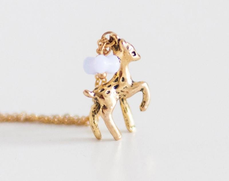 Gold Bambi Halskette Reh-Anhänger Im Vintage-stil von FloraStudio2014