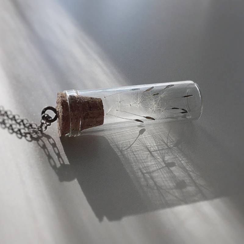 Löwenzahnsamen-Halskette Glasflasche-Terrarium-Anhänger, 25-Zoll-Kette von FloraStudio2014