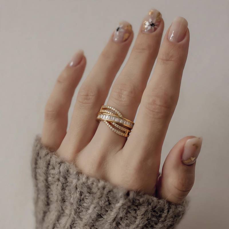 Eleganter Goldring Mit Zirkonia | 925Er Silber Vergoldet Statement-Ring Für Damen von FloraUndStein