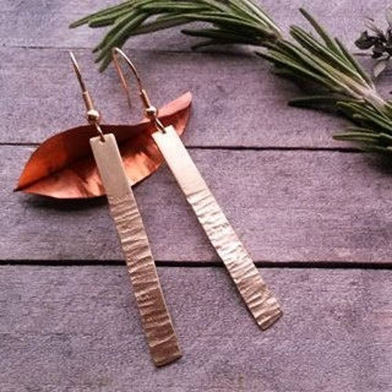 Gehämmert Ohrringe Aus Messing von FloraValeroCreation