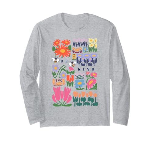 Be Kind Folk Art Swedish Mid Century Vibes Kinder Mädchen Frauen Langarmshirt Be Kind Folk Art Swedish Mid Century Vibes Kinder Mädchen Frauen Langarmshirt von Floral Art Bee Inspiring Quote Compassionate Girls